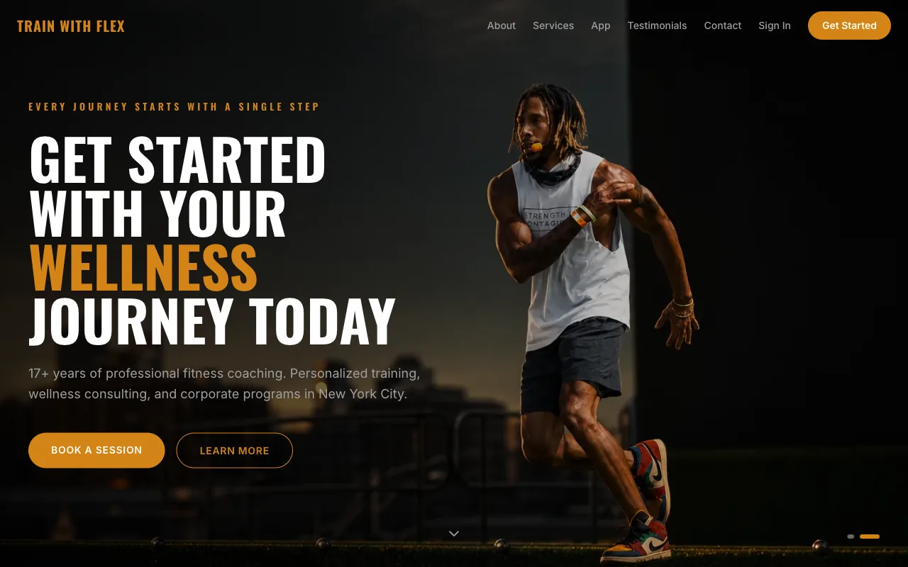 The Train with Flex marketing site on desktop
