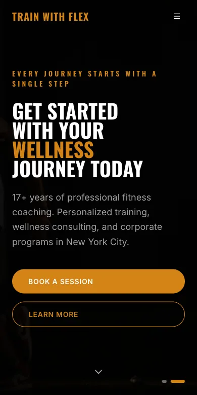 The Train with Flex site on a phone